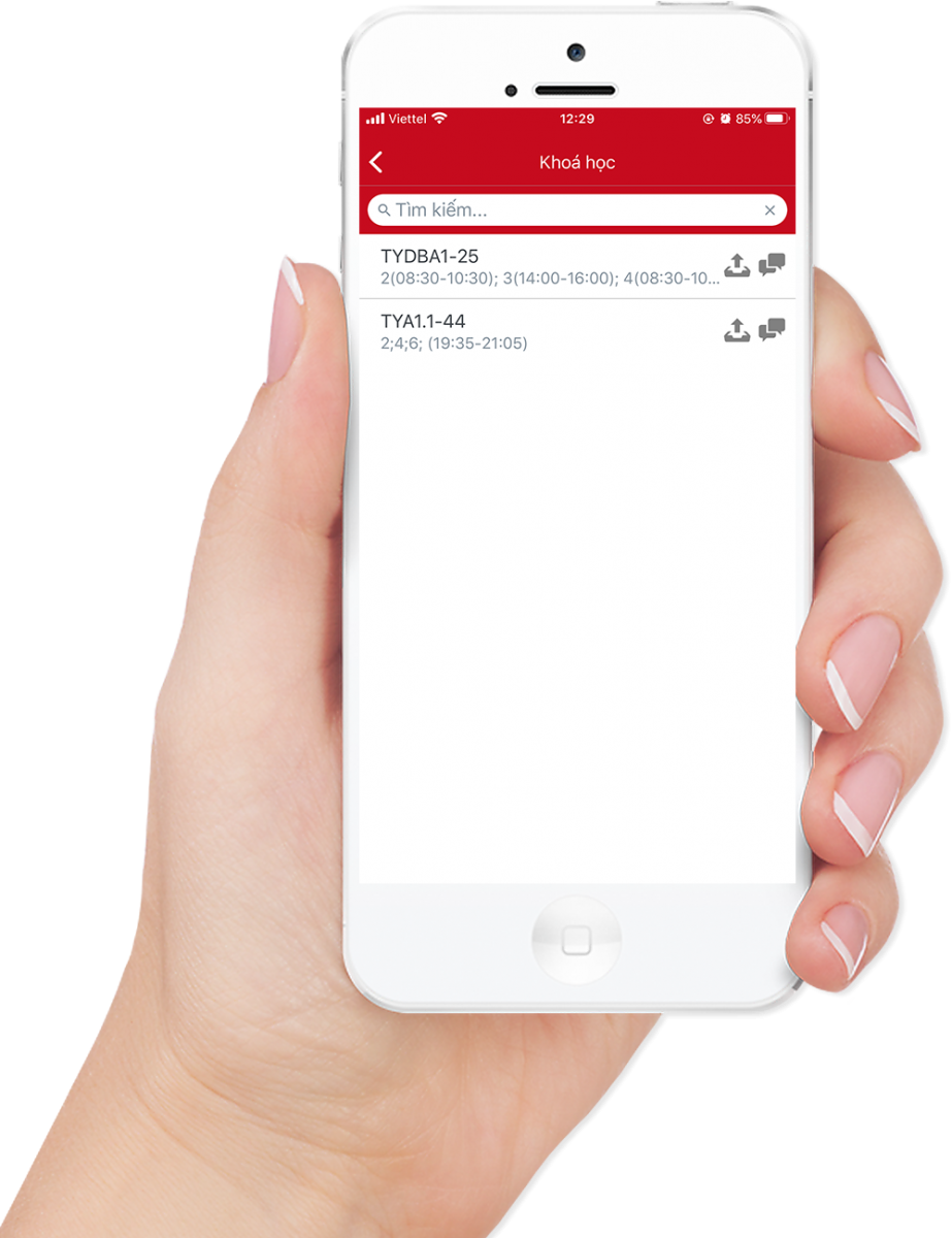App học viên trên điện thoại di động của Phuong Nam Education